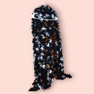 Halloween Black and Orange Tinsel Garland With Ghosts And Pumpkins